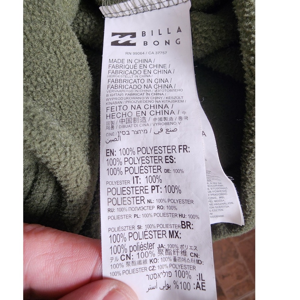 Billabong Adventure Division Fleece Hoodie Mens XL Olive Green Pullover - Picture 8 of 10